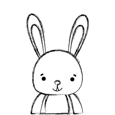 Grunge çok güzel ve mutlu tavşan vahşi hayvan vektör çizim