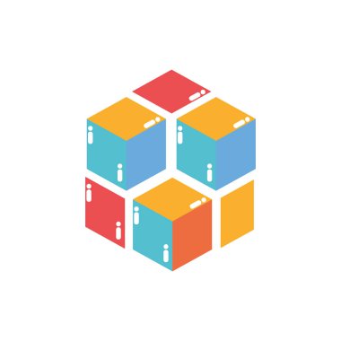 Geometrik ve soyut tema izole tasarım vektör çizim şeklini küp