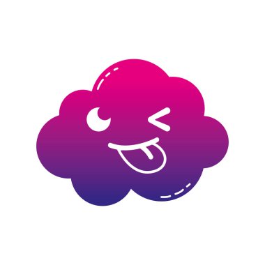 siluet komik ve sevimli bulut kawaii hava vektör çizim