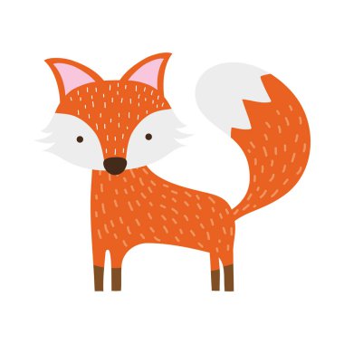 Orman vektör çizim renkli sevimli fox vahşi hayvan