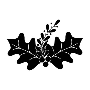 kontur doğal dalları ile yaprakları ve tüyler vektör çizim tasarım