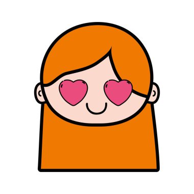 hafif kahverengi uzun saç vektör çizim aşık baş kız