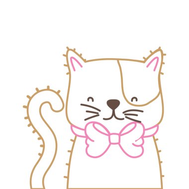 Hayvan evde beslenen hayvan ve yavru tema izole tasarım vektör çizim karikatür kedi