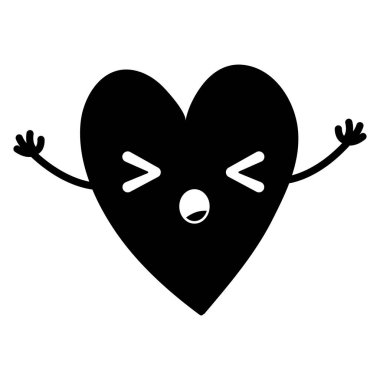 kontur sevimli uyku kalp kawaii silah vektör çizim ile