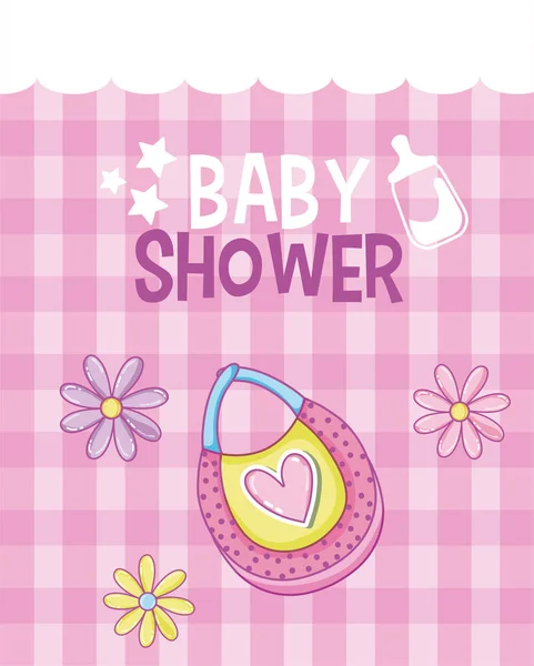 Kaart Van Baby Douche Met Leuke Tekenfilms Vector Illustratie Ontwerp — Stockvector