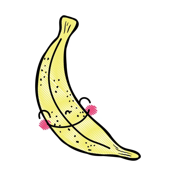 Ilustracja Wektorowa Szczęśliwy Fruit Kawaii Tarty Słodkie Banana — Wektor stockowy