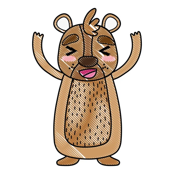 Ralado Bonito Feliz Urso Selvagem Animal Vetor Ilustração —  Vetores de Stock