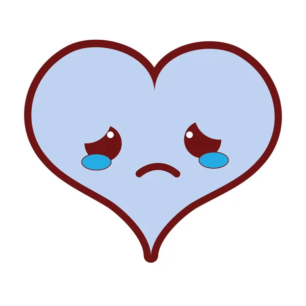 Цвет Линии Плач Сердце Страсть Кавайи Характер Векторной Иллюстрации — стоковый вектор