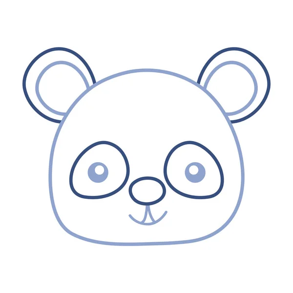 Couleur Ligne Heureux Panda Tête Sauvage Animal Vecteur Illustration — Image vectorielle