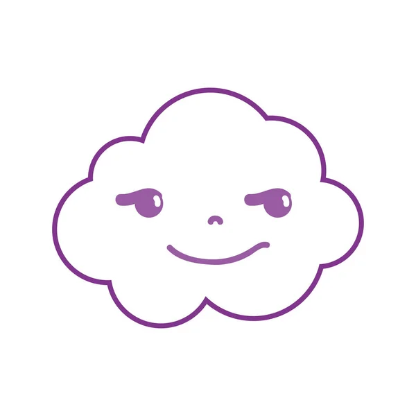 Color Line Rogue Cute Cloud Kawaii Weather Vector Illustration — Stock Vector