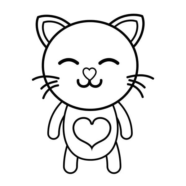 Linia Spanie Ilustracja Kot Cute Kotów Wektor Zwierzę — Wektor stockowy