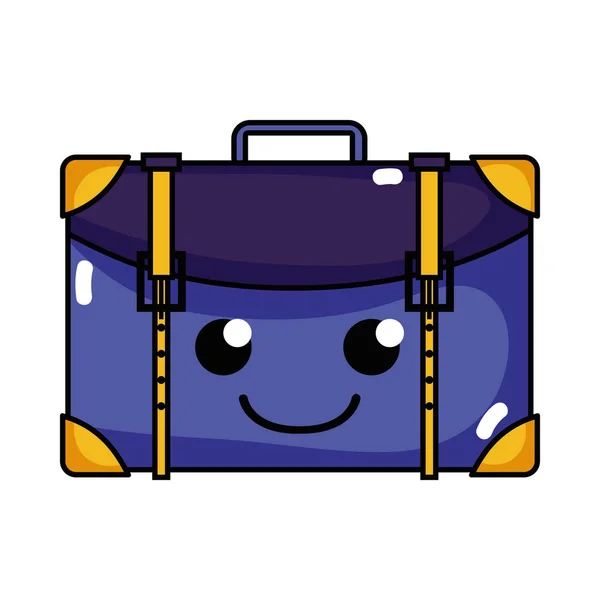 Happy Travel Backpack Kawaii Cartoon Vector Illustration — Stock Vector