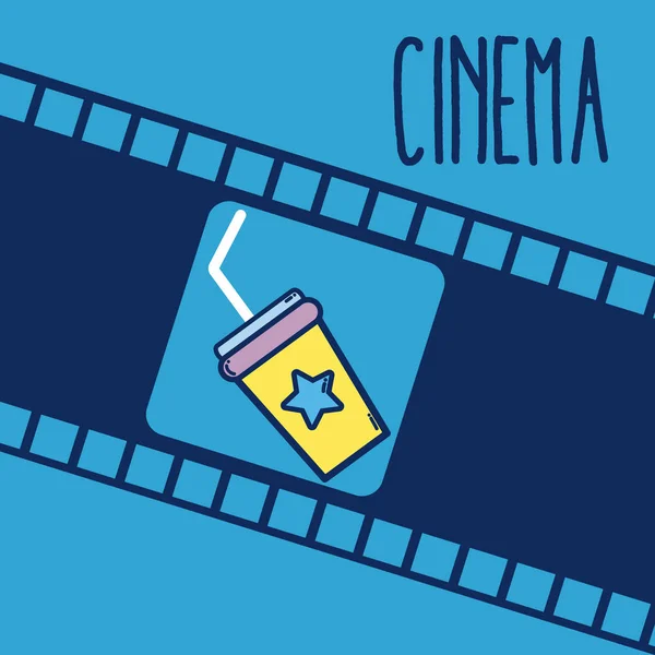 Cinéma Dessin Animé Soda Sur Fond Bobine Colorée Illustration Vectorielle — Image vectorielle