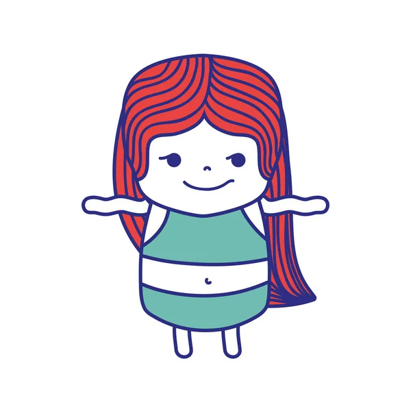 Красочная Девушка Длинными Волосами Непослушной Векторной Иллюстрацией Лица — стоковый вектор