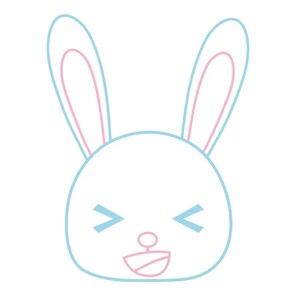Color Line Happy Rabbit Head Wild Animal Vector Illustration — Stock Vector