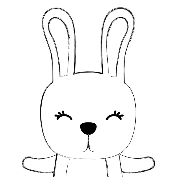 Grunge Adorable Conejo Animal Salvaje Del Bosque Vector Ilustración — Vector de stock
