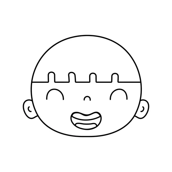 Línea Sonrisa Avatar Chico Cabeza Con Pelo Vector Ilustración — Archivo Imágenes Vectoriales