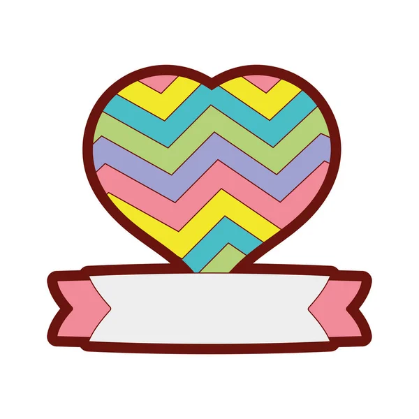 Lijn Kleur Hartsymbool Van Liefde Met Lint Ontwerp Vectorillustratie — Stockvector