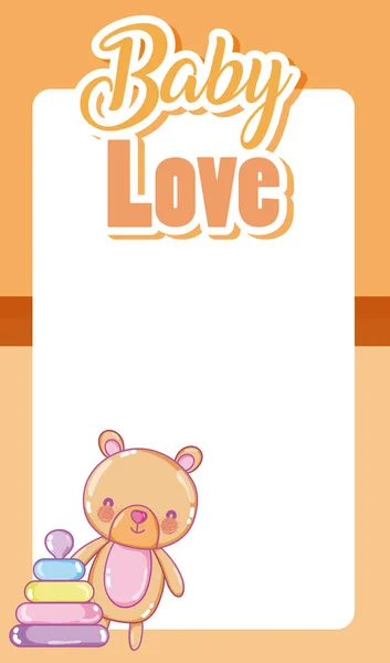 Baby Love Card Witn Marco Blanco Dibujos Animados Lindo Vector — Vector de stock