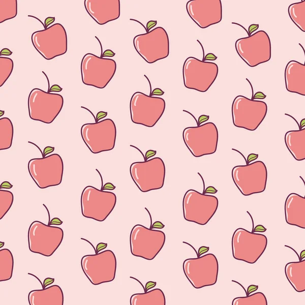 りんごパターン背景果物漫画ベクトル イラスト グラフィック デザイン — ストックベクタ