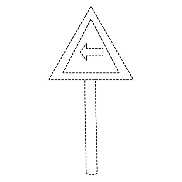 Forma Pontilhada Triângulo Metal Aviso Com Virar Esquerda Sinal Vetor —  Vetores de Stock