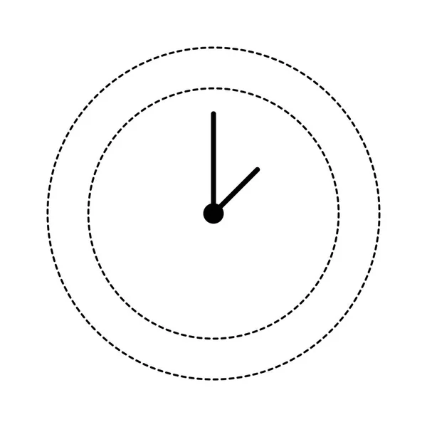 Punktierte Form Kreis Wanduhr Zeit Objekt Vektor Illustration — Stockvektor