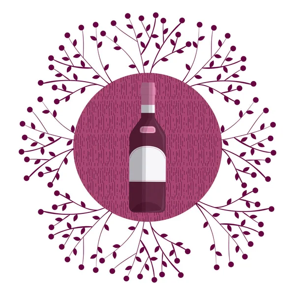 Wein Rundes Symbol Mit Trauben Zweige Vektor Illustration Grafik Design — Stockvektor