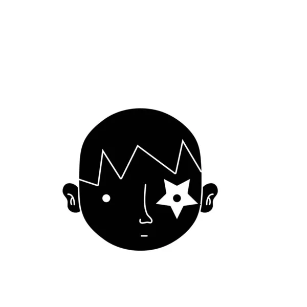 Контур Головы Мальчика Татуировкой Звезды Векторной Иллюстрацией Прически — стоковый вектор
