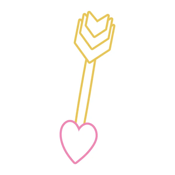 Línea Color Flecha Cupido Con Corazón Puntero Diseño Vector Ilustración — Vector de stock