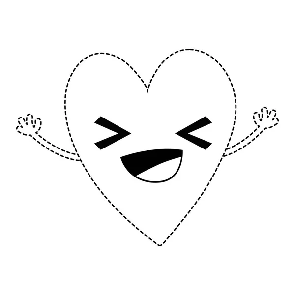 Forma Punteada Lindo Corazón Feliz Kawaii Ilustración Vector Dibujos Animados — Vector de stock