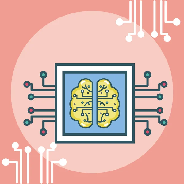 Inteligência Artificial Cérebro Sobre Microchip Fundo Vetor Ilustração Design Gráfico —  Vetores de Stock