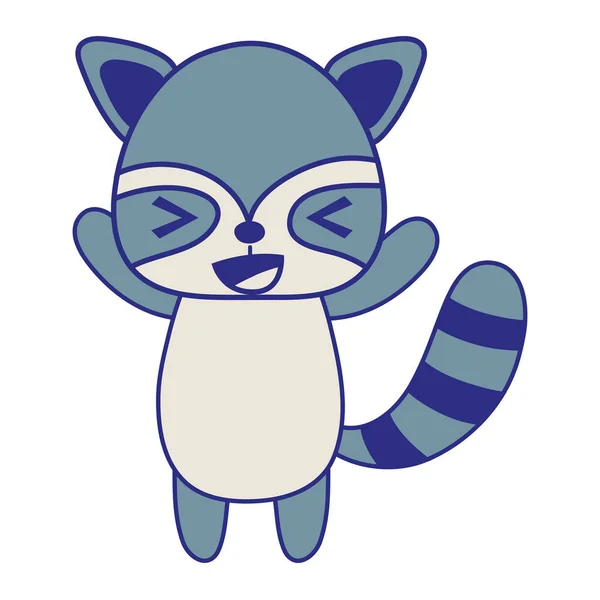 Full Color Cute Cheerful Raccoon Wild Animal Vector Illustration — Stock Vector