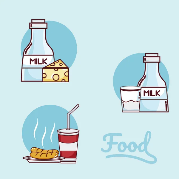 Set Food Icons Collection Vector Illustration Graphic Design — Stock Vector