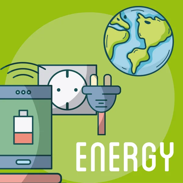 Energía Eléctrica Para Recargar Smartphone Vector Ilustración Diseño Gráfico — Vector de stock