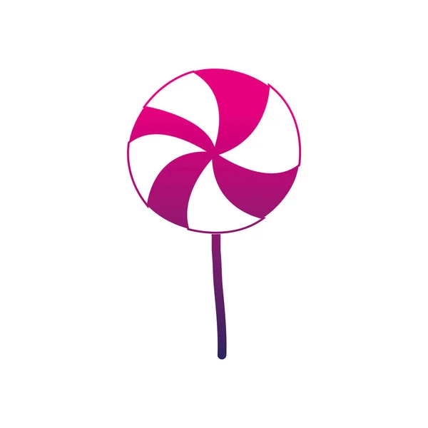 Silhouet Heerlijke Spiraal Lollipop Snoep Karamel Vectorillustratie — Stockvector