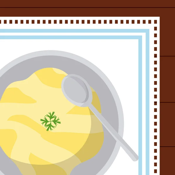 Deliciosa Sopa Sobre Mantel Comida Saludable Vector Ilustración Diseño Gráfico — Vector de stock