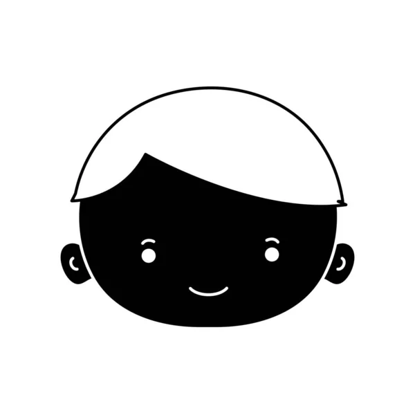 Obrysový Avatar Boy Tvář Vlasy Vektorové Ilustrace — Stockový vektor