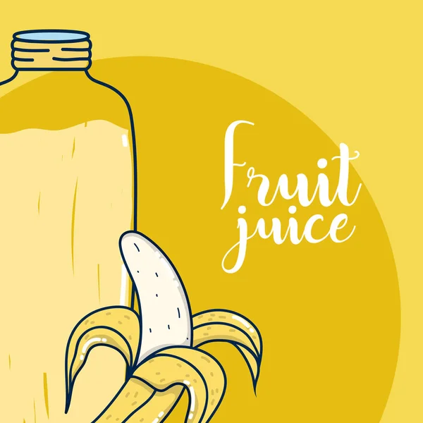 Banán Ovocné Šťávy Skleněná Láhev Vektorové Ilustrace Grafický Design — Stockový vektor