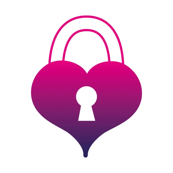 Silhouette Heart Love Padlock Shape Design Vector Illustration — Stock Vector