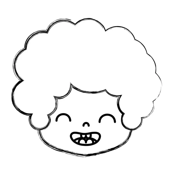 Figura Niño Cabeza Con Pelo Rizado Sonrisa Cara Vector Ilustración — Archivo Imágenes Vectoriales