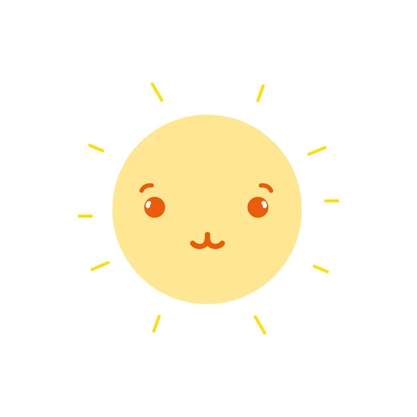 Barevné Jemné Roztomilé Slunce Kawaii Počasí Vektorové Ilustrace — Stockový vektor