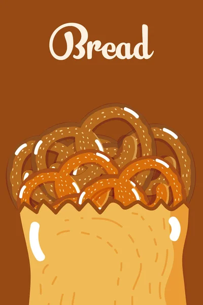 紙バッグ ベクトル イラスト グラフィック デザインのおいしいパン — ストックベクタ