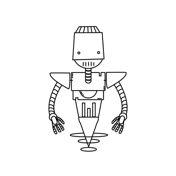 Rad Teknik Robot Med Maskin Robotkropp Vektorillustration — Stock vektor