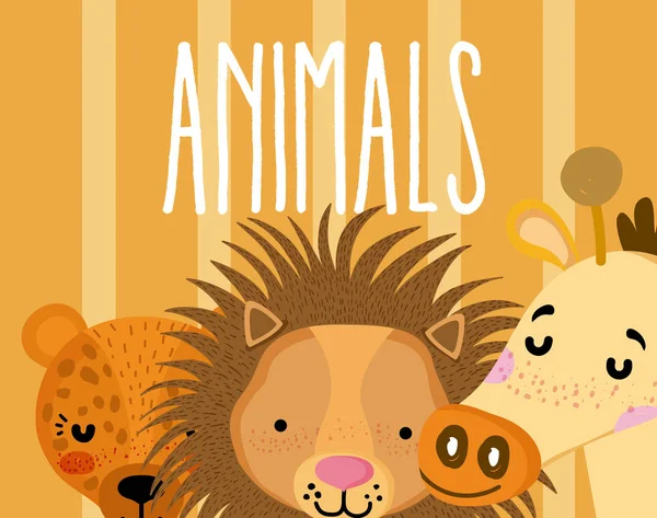 Animales Lindos Dibujos Animados Sobre Fondo Colorido Vector Ilustración Diseño — Vector de stock