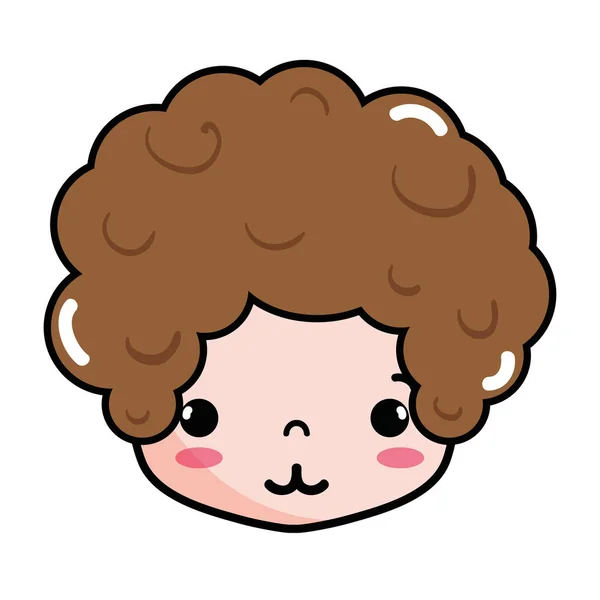 Boy Head Curly Hair Tender Face Vector Illustration — Stock Vector