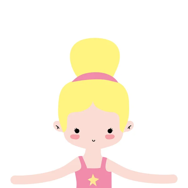 Chica Bailando Ballet Con Moño Diseño Pelo Vector Ilustración — Vector de stock