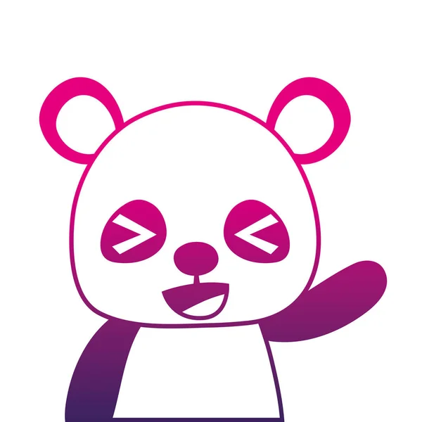 Silhouette Couleur Adorable Gai Panda Animal Sauvage Vecteur Illustration — Image vectorielle