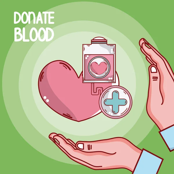 Blut Spenden Hände Fürsorglich Herz Vektor Illustration Grafik Design — Stockvektor