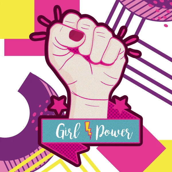 Girlpower Med Hand Knöt Memphis Vektor Illustration Grafisk Design — Stock vektor