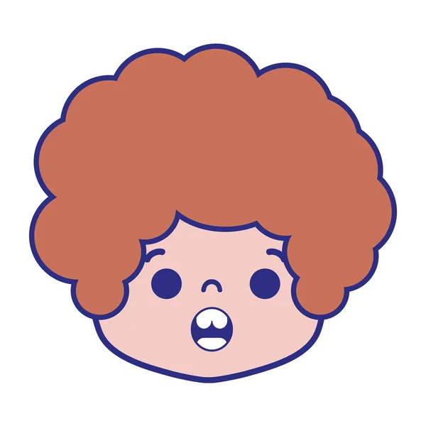 Барвиста Голова Хлопчика Кучерявим Волоссям Здивованим Обличчям Векторні Ілюстрації — стоковий вектор